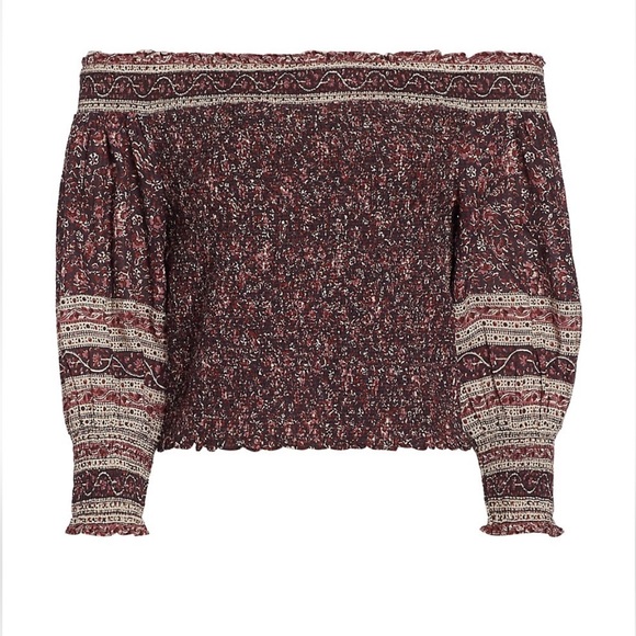 NWOT Veronica Beard Rosalinda Smocked Off The Shoulder Top Small - Picture 2 of 4